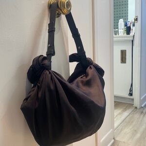 Mark cross black silk shoulder bag